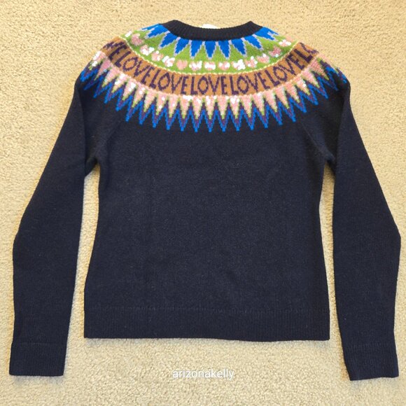 NWT Brooks Brothers LOVE Fair Isle Merino Wool Sweater Sequin Hearts XS - Picture 14 of 14